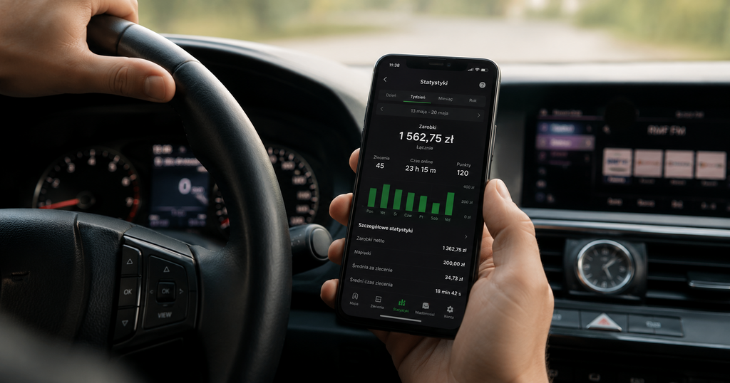 Panel statystyk kierowcy Uber Bolt – wskaźnik akceptacji i anulacji kursów