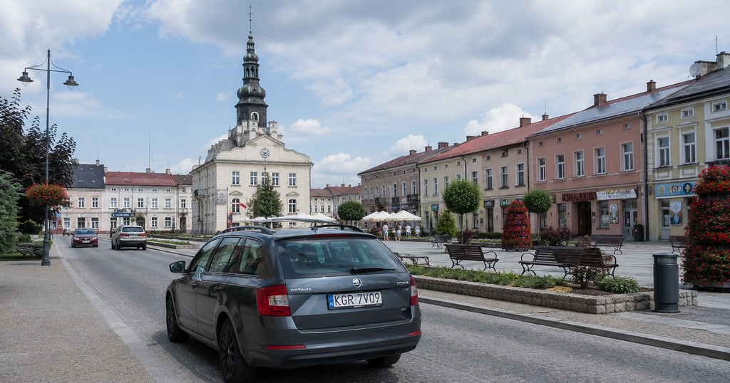 Centrum małego polskiego miasta – czy warto jeździć na Uber i Bolt poza dużymi miastami