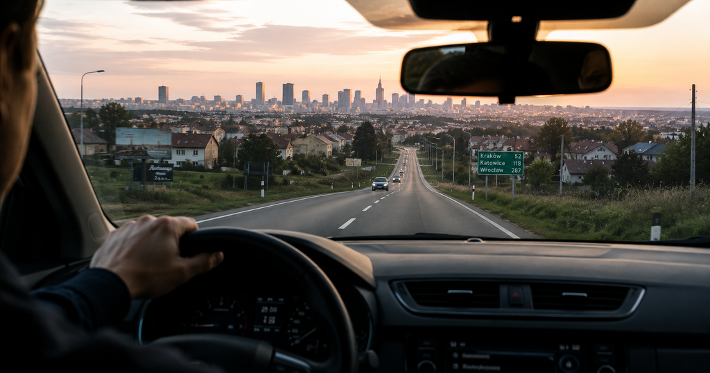 Kierowca jedzie trasą z małego do dużego miasta – hybrydowy model pracy Uber Bolt