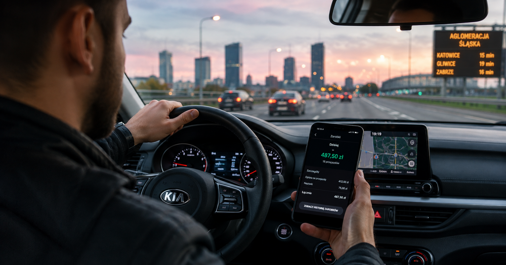 Kierowca sprawdza zarobki w aplikacji Uber Bolt – realne przychody w Gliwicach