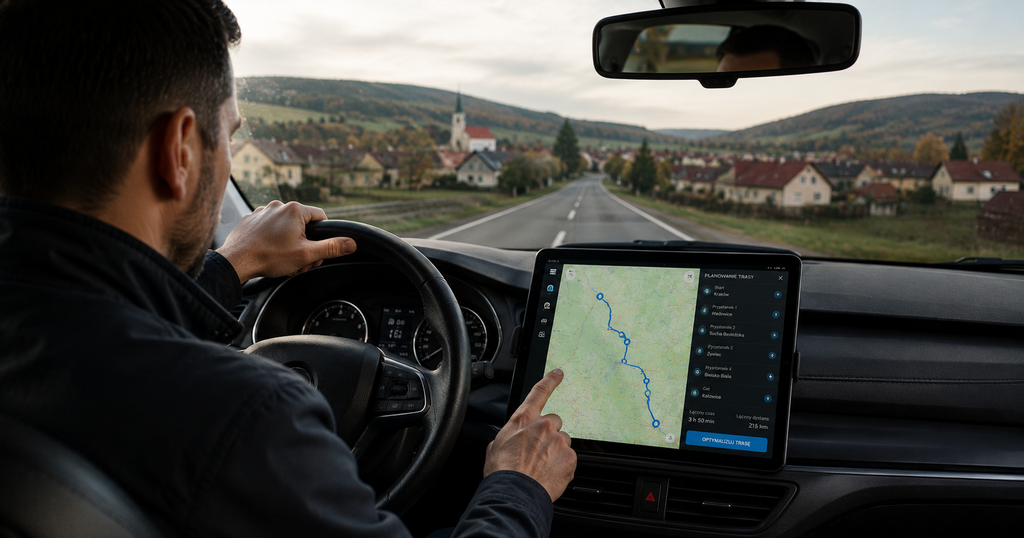 Planowanie tras kierowcy Uber Bolt z małego miasta do dużego ośrodka