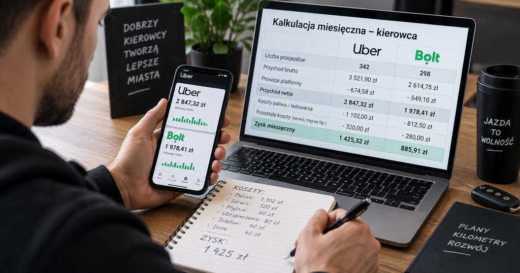 Kalkulacja miesięcznych zarobków kierowcy Uber i Bolt – pytania i odpowiedzi